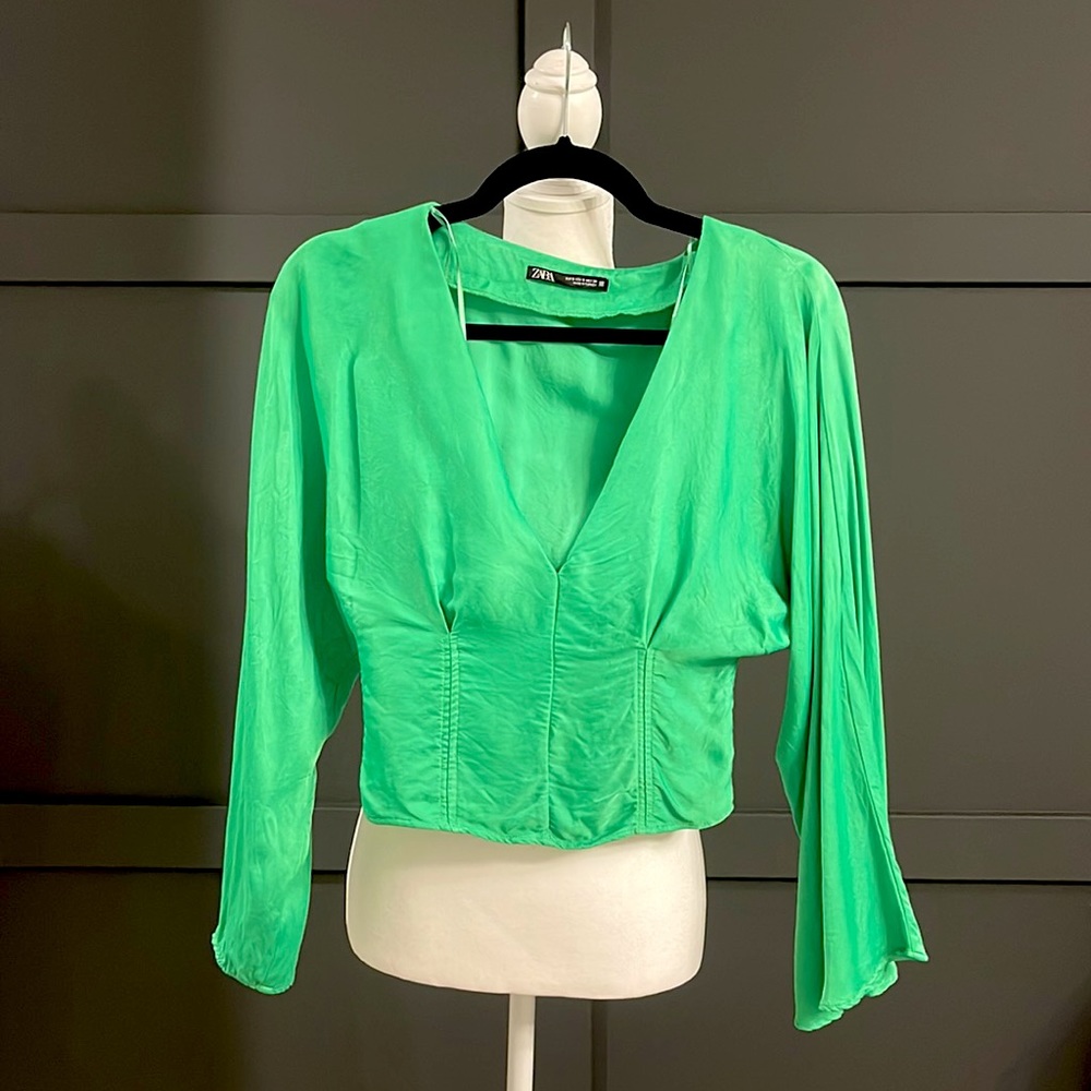 Zara Green Silk Top